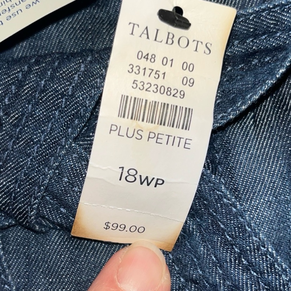 Talbots Denim Skirt NWT Womens 18 Embroidered Circle Design Pockets Belt Navy - Picture 7 of 9